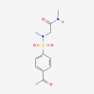 molecular formula C12H16N2O4S B7645633 2-[(4-acetylphenyl)sulfonyl-methylamino]-N-methylacetamide 