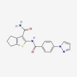 2-[(4-pyrazol-1-ylbenzoyl)amino]-5,6-dihydro-4H-cyclopenta[b]thiophene-3-carboxamide