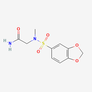 molecular formula C10H12N2O5S B7645687 2-[1,3-Benzodioxol-5-ylsulfonyl(methyl)amino]acetamide 