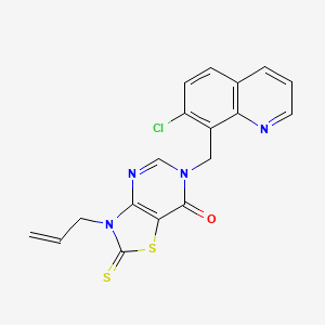 molecular formula C18H13ClN4OS2 B7645727 6-[(7-Chloroquinolin-8-yl)methyl]-3-prop-2-enyl-2-sulfanylidene-[1,3]thiazolo[4,5-d]pyrimidin-7-one 