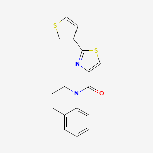 molecular formula C17H16N2OS2 B7645763 N-ethyl-N-(2-methylphenyl)-2-thiophen-3-yl-1,3-thiazole-4-carboxamide 