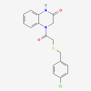 molecular formula C17H15ClN2O2S B7645787 4-[2-[(4-Chlorophenyl)methylsulfanyl]acetyl]-1,3-dihydroquinoxalin-2-one 