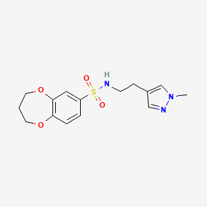 molecular formula C15H19N3O4S B7645788 N-[2-(1-methylpyrazol-4-yl)ethyl]-3,4-dihydro-2H-1,5-benzodioxepine-7-sulfonamide 