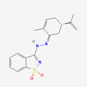 molecular formula C17H19N3O2S B7645839 N-[(Z)-[(5S)-2-methyl-5-prop-1-en-2-ylcyclohex-2-en-1-ylidene]amino]-1,1-dioxo-1,2-benzothiazol-3-amine 