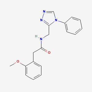 molecular formula C18H18N4O2 B7645913 2-(2-methoxyphenyl)-N-[(4-phenyl-1,2,4-triazol-3-yl)methyl]acetamide 