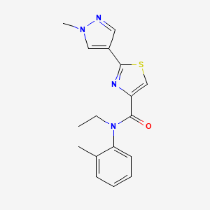 molecular formula C17H18N4OS B7645941 N-ethyl-N-(2-methylphenyl)-2-(1-methylpyrazol-4-yl)-1,3-thiazole-4-carboxamide 