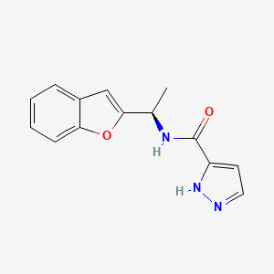 molecular formula C14H13N3O2 B7645948 N-[(1R)-1-(1-benzofuran-2-yl)ethyl]-1H-pyrazole-5-carboxamide 