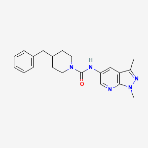 molecular formula C21H25N5O B7645957 4-benzyl-N-(1,3-dimethylpyrazolo[3,4-b]pyridin-5-yl)piperidine-1-carboxamide 