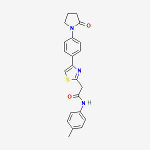 molecular formula C22H21N3O2S B7645978 N-(4-methylphenyl)-2-[4-[4-(2-oxopyrrolidin-1-yl)phenyl]-1,3-thiazol-2-yl]acetamide 