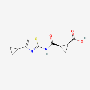 molecular formula C11H12N2O3S B7646003 (1R,2R)-2-[(4-cyclopropyl-1,3-thiazol-2-yl)carbamoyl]cyclopropane-1-carboxylic acid 