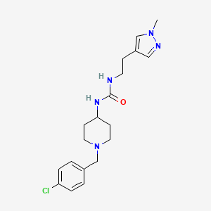 molecular formula C19H26ClN5O B7646027 1-[1-[(4-Chlorophenyl)methyl]piperidin-4-yl]-3-[2-(1-methylpyrazol-4-yl)ethyl]urea 