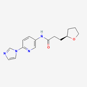 molecular formula C15H18N4O2 B7646035 N-(6-imidazol-1-ylpyridin-3-yl)-3-[(2R)-oxolan-2-yl]propanamide 