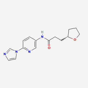 molecular formula C15H18N4O2 B7646040 N-(6-imidazol-1-ylpyridin-3-yl)-3-[(2S)-oxolan-2-yl]propanamide 