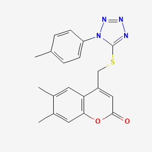 6,7-Dimethyl-4-[[1-(4-methylphenyl)tetrazol-5-yl]sulfanylmethyl]chromen-2-one