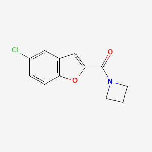 molecular formula C12H10ClNO2 B7646334 Azetidin-1-yl-(5-chloro-1-benzofuran-2-yl)methanone 