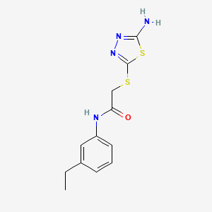 molecular formula C12H14N4OS2 B7646340 2-[(5-amino-1,3,4-thiadiazol-2-yl)sulfanyl]-N-(3-ethylphenyl)acetamide 