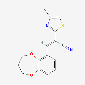 molecular formula C16H14N2O2S B7646379 (E)-3-(3,4-dihydro-2H-1,5-benzodioxepin-6-yl)-2-(4-methyl-1,3-thiazol-2-yl)prop-2-enenitrile 