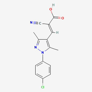 molecular formula C15H12ClN3O2 B7646387 (E)-3-[1-(4-chlorophenyl)-3,5-dimethylpyrazol-4-yl]-2-cyanoprop-2-enoic acid 