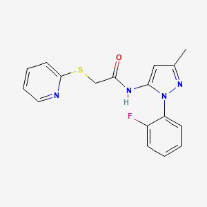 N-[2-(2-fluorophenyl)-5-methylpyrazol-3-yl]-2-pyridin-2-ylsulfanylacetamide