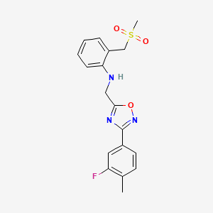 N-[[3-(3-fluoro-4-methylphenyl)-1,2,4-oxadiazol-5-yl]methyl]-2-(methylsulfonylmethyl)aniline