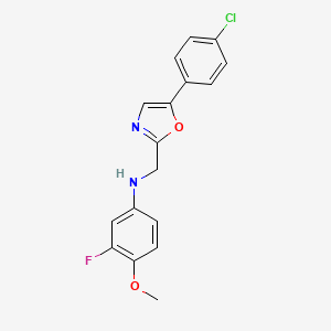 molecular formula C17H14ClFN2O2 B7646481 N-[[5-(4-chlorophenyl)-1,3-oxazol-2-yl]methyl]-3-fluoro-4-methoxyaniline 