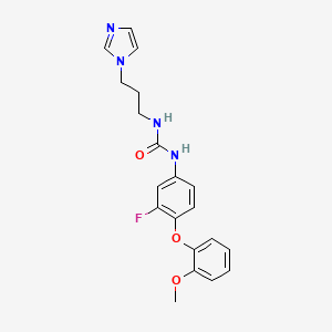 molecular formula C20H21FN4O3 B7646573 1-[3-Fluoro-4-(2-methoxyphenoxy)phenyl]-3-(3-imidazol-1-ylpropyl)urea 