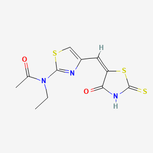 N-ethyl-N-[4-[(E)-(4-oxo-2-sulfanylidene-1,3-thiazolidin-5-ylidene)methyl]-1,3-thiazol-2-yl]acetamide