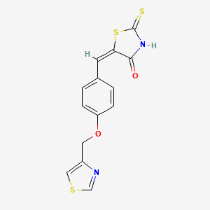 molecular formula C14H10N2O2S3 B7646606 (5E)-2-sulfanylidene-5-[[4-(1,3-thiazol-4-ylmethoxy)phenyl]methylidene]-1,3-thiazolidin-4-one 