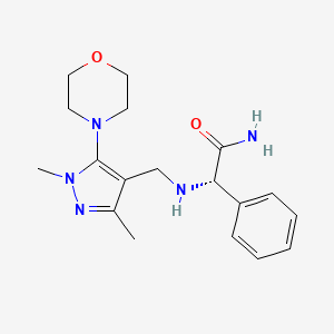 molecular formula C18H25N5O2 B7646740 (2S)-2-[(1,3-dimethyl-5-morpholin-4-ylpyrazol-4-yl)methylamino]-2-phenylacetamide 