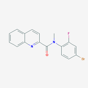 molecular formula C17H12BrFN2O B7646791 N-(4-bromo-2-fluorophenyl)-N-methylquinoline-2-carboxamide 