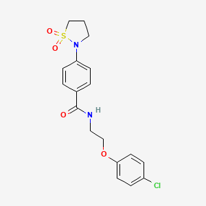 molecular formula C18H19ClN2O4S B7646804 N-[2-(4-chlorophenoxy)ethyl]-4-(1,1-dioxo-1,2-thiazolidin-2-yl)benzamide 