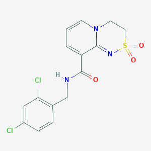 molecular formula C15H13Cl2N3O3S B7646843 N-[(2,4-dichlorophenyl)methyl]-2,2-dioxo-3,4-dihydropyrido[2,1-c][1,2,4]thiadiazine-9-carboxamide 