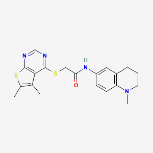 2-(5,6-dimethylthieno[2,3-d]pyrimidin-4-yl)sulfanyl-N-(1-methyl-3,4-dihydro-2H-quinolin-6-yl)acetamide