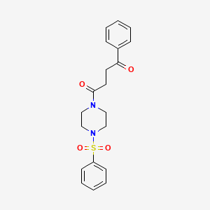 molecular formula C20H22N2O4S B7646865 1-[4-(Benzenesulfonyl)piperazin-1-yl]-4-phenylbutane-1,4-dione 