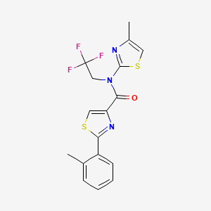 molecular formula C17H14F3N3OS2 B7646872 2-(2-methylphenyl)-N-(4-methyl-1,3-thiazol-2-yl)-N-(2,2,2-trifluoroethyl)-1,3-thiazole-4-carboxamide 