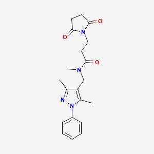 N-[(3,5-dimethyl-1-phenylpyrazol-4-yl)methyl]-3-(2,5-dioxopyrrolidin-1-yl)-N-methylpropanamide