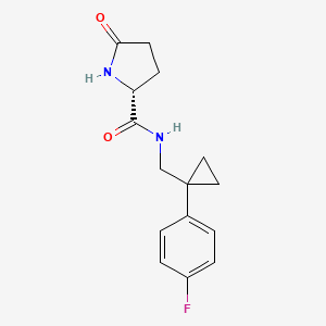 molecular formula C15H17FN2O2 B7646978 (2R)-N-[[1-(4-fluorophenyl)cyclopropyl]methyl]-5-oxopyrrolidine-2-carboxamide 