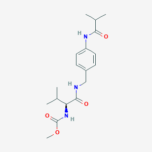 molecular formula C18H27N3O4 B7646988 methyl N-[(2S)-3-methyl-1-[[4-(2-methylpropanoylamino)phenyl]methylamino]-1-oxobutan-2-yl]carbamate 