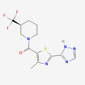 molecular formula C13H14F3N5OS B7646996 [4-methyl-2-(1H-1,2,4-triazol-5-yl)-1,3-thiazol-5-yl]-[(3S)-3-(trifluoromethyl)piperidin-1-yl]methanone 