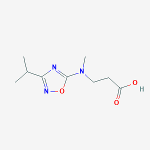 molecular formula C9H15N3O3 B7647045 3-[Methyl-(3-propan-2-yl-1,2,4-oxadiazol-5-yl)amino]propanoic acid 