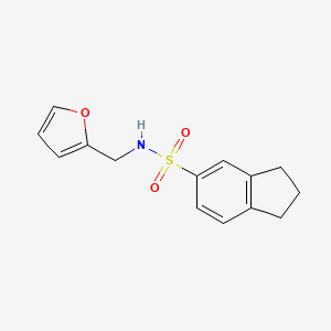 molecular formula C14H15NO3S B7647168 N-(furan-2-ylmethyl)-2,3-dihydro-1H-indene-5-sulfonamide 