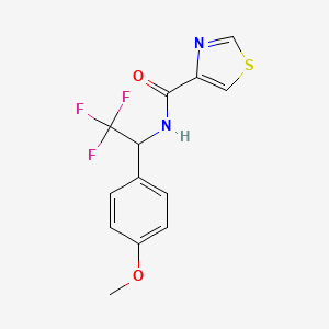 molecular formula C13H11F3N2O2S B7647245 N-[2,2,2-trifluoro-1-(4-methoxyphenyl)ethyl]-1,3-thiazole-4-carboxamide 