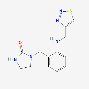 molecular formula C13H15N5OS B7647252 1-[[2-(Thiadiazol-4-ylmethylamino)phenyl]methyl]imidazolidin-2-one 