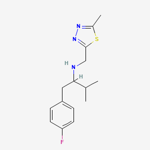 molecular formula C15H20FN3S B7647272 1-(4-fluorophenyl)-3-methyl-N-[(5-methyl-1,3,4-thiadiazol-2-yl)methyl]butan-2-amine 