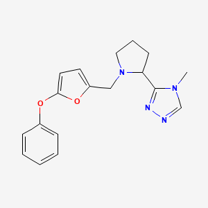 molecular formula C18H20N4O2 B7647326 4-Methyl-3-[1-[(5-phenoxyfuran-2-yl)methyl]pyrrolidin-2-yl]-1,2,4-triazole 