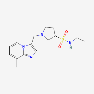 molecular formula C15H22N4O2S B7647333 N-ethyl-1-[(8-methylimidazo[1,2-a]pyridin-3-yl)methyl]pyrrolidine-3-sulfonamide 