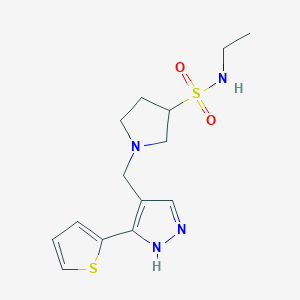 molecular formula C14H20N4O2S2 B7647334 N-ethyl-1-[(5-thiophen-2-yl-1H-pyrazol-4-yl)methyl]pyrrolidine-3-sulfonamide 