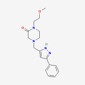 1-(2-methoxyethyl)-4-[(3-phenyl-1H-pyrazol-5-yl)methyl]piperazin-2-one