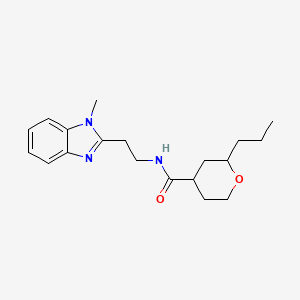 N-[2-(1-methylbenzimidazol-2-yl)ethyl]-2-propyloxane-4-carboxamide