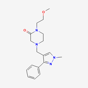 molecular formula C18H24N4O2 B7647408 1-(2-Methoxyethyl)-4-[(1-methyl-3-phenylpyrazol-4-yl)methyl]piperazin-2-one 